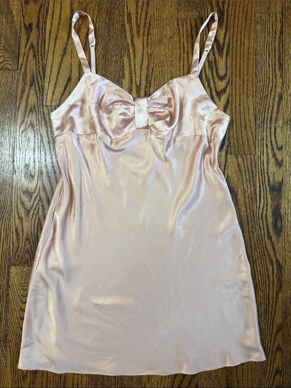 2008 Victoria’s Secret Angels Blush Champagne Satin Chemise Slip Dress SZ S Y2K
